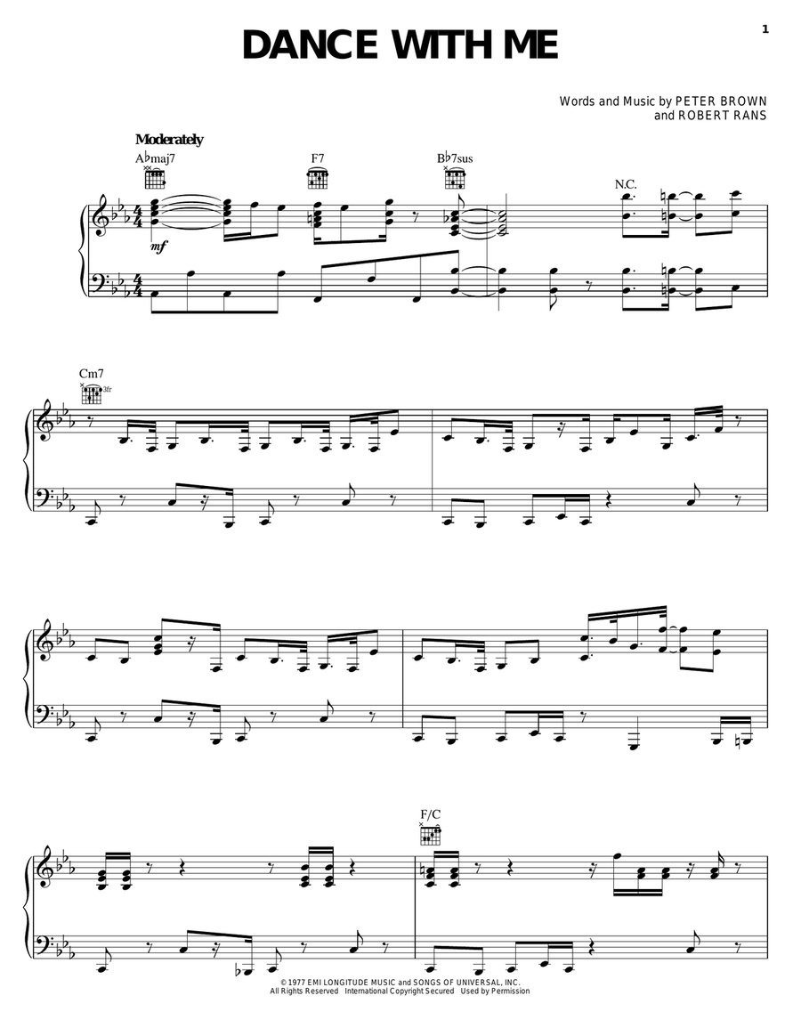 Dance With Me Piano, Vocal, Guitar scores gallery preview page 1