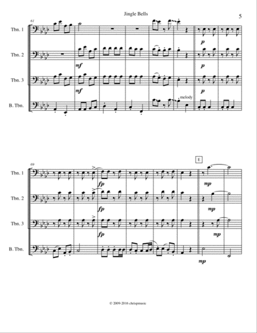 Jingle Bells Brass Ensemble scores gallery preview page 6