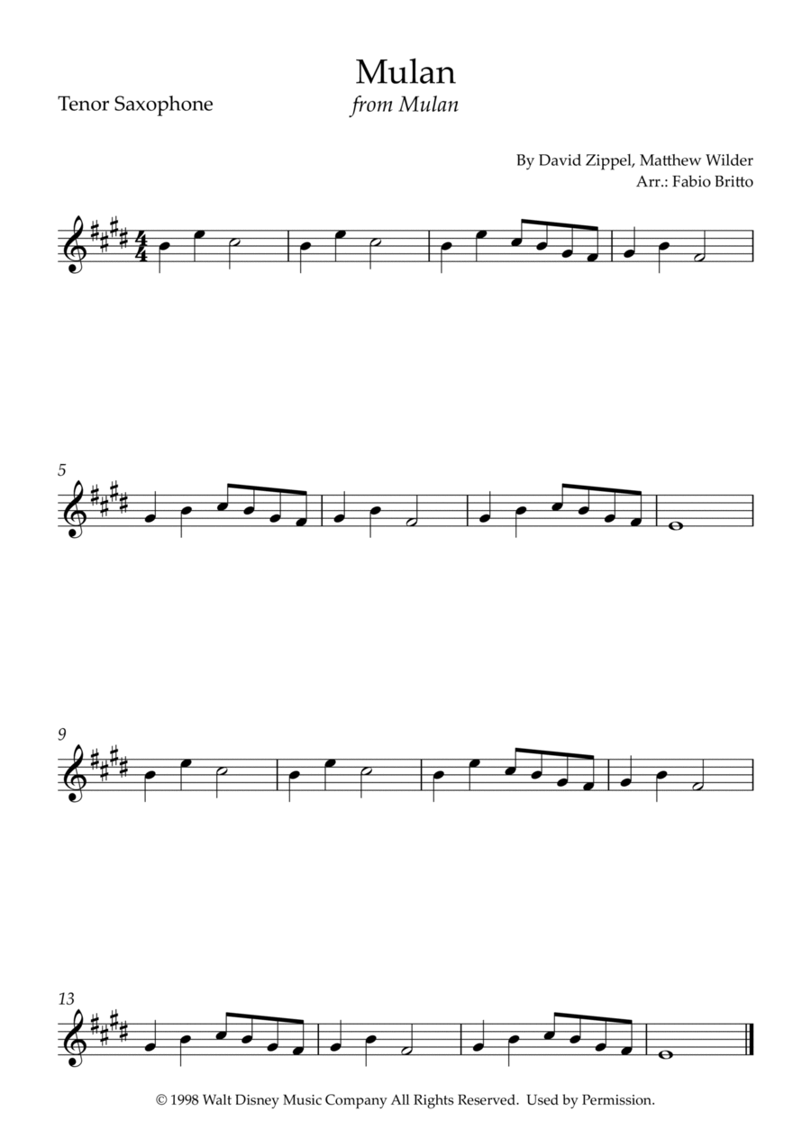Honor To Us All Honor To Us All Tenor Saxophone scores gallery preview page 1
