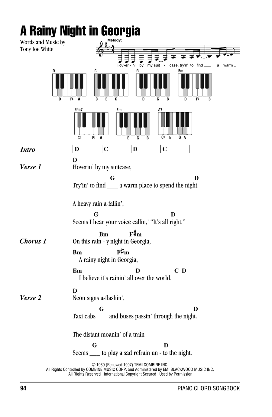 A Rainy Night In Georgia Piano scores gallery preview page 1