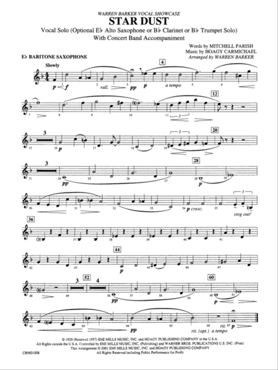 Star Dust: E-flat Baritone Saxophone Concert Band scores gallery preview page 1