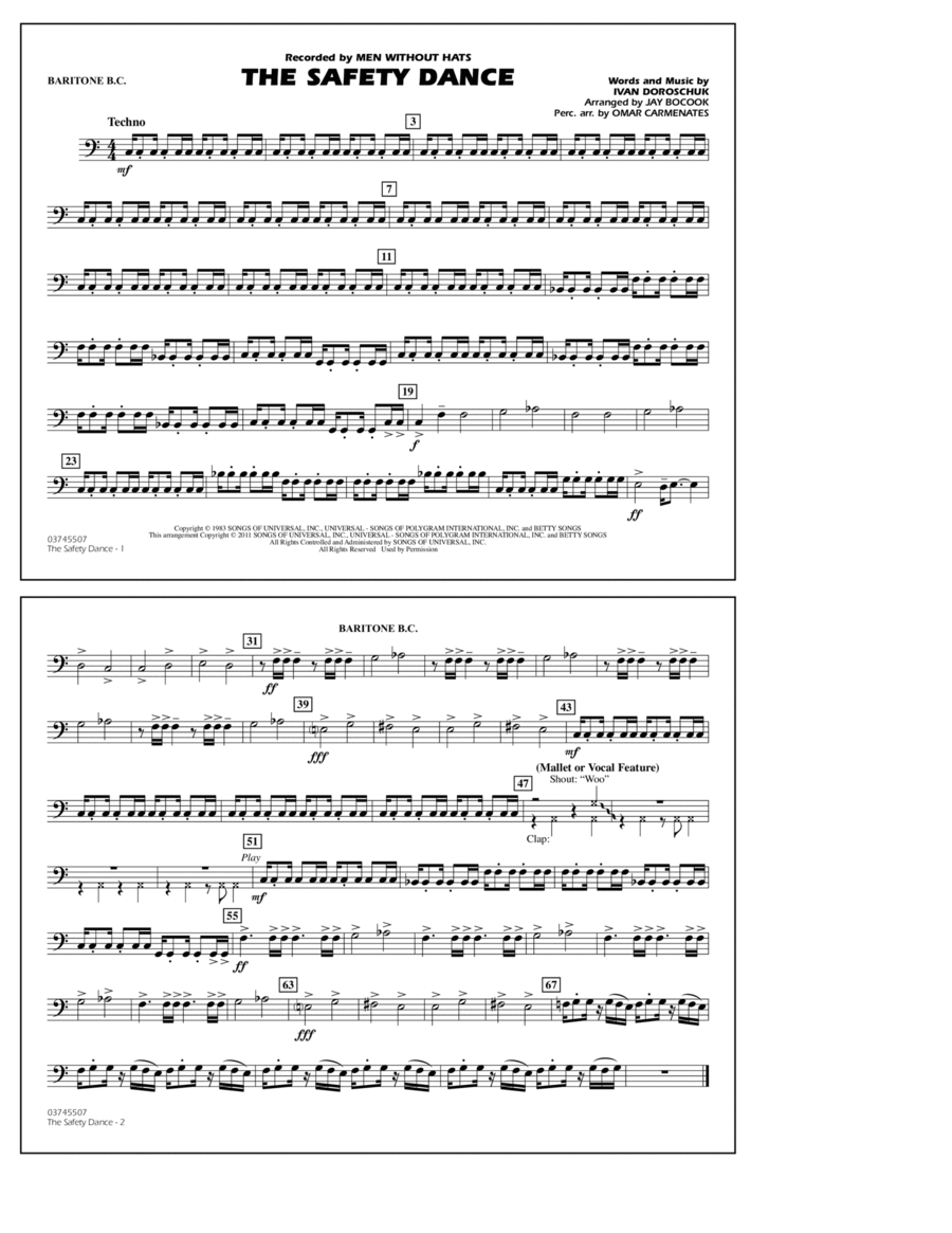 The Safety Dance - Baritone B.C. Marching Band scores gallery preview page 1