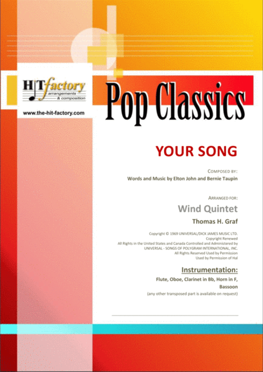 Your Song Woodwind Quintet scores gallery preview page 1