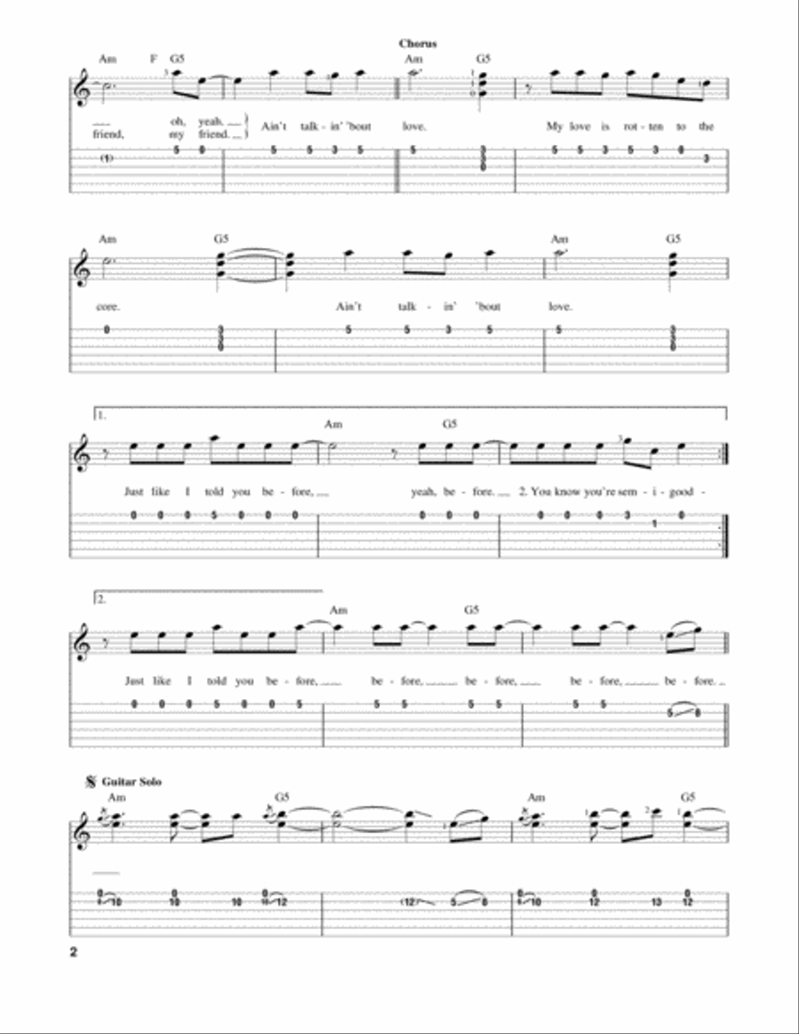 Ain't Talkin' 'Bout Love Acoustic Guitar scores gallery preview page 2