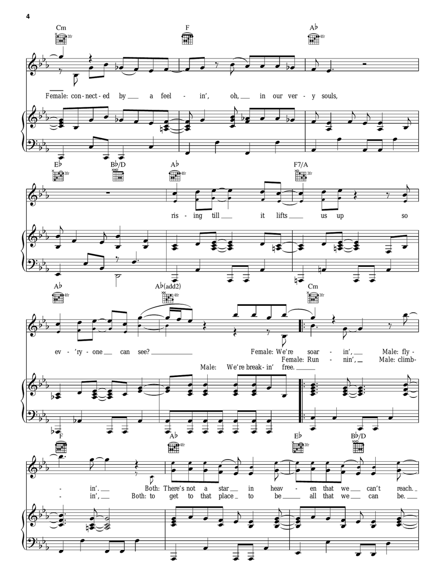 Breaking Free (from High School Musical) Piano, Vocal, Guitar scores gallery preview page 4