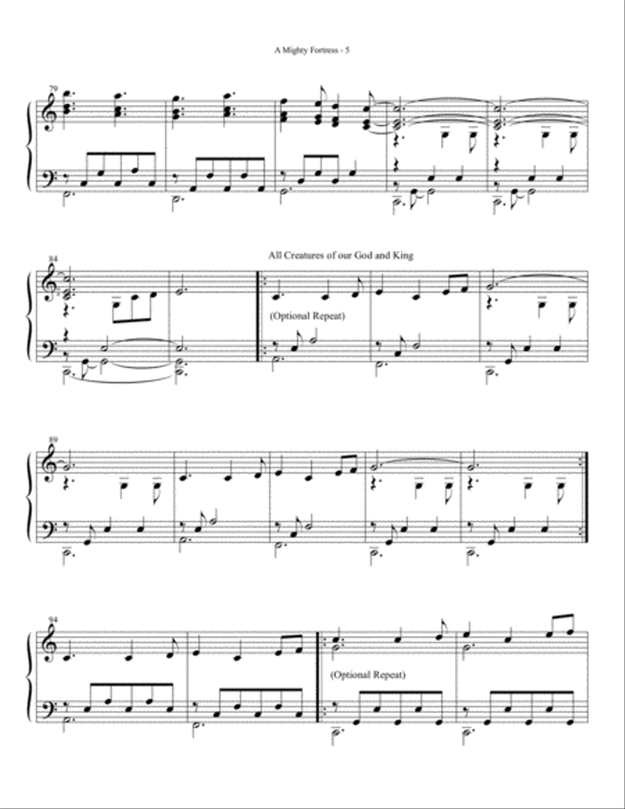 A Mighty Fortress - Piano Solo by Eric Carlson Piano Solo scores gallery preview page 5