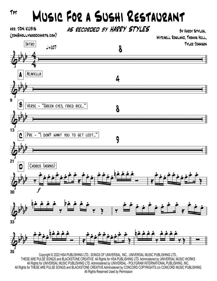 Music For A Sushi Restaurant Voice scores gallery preview page 1
