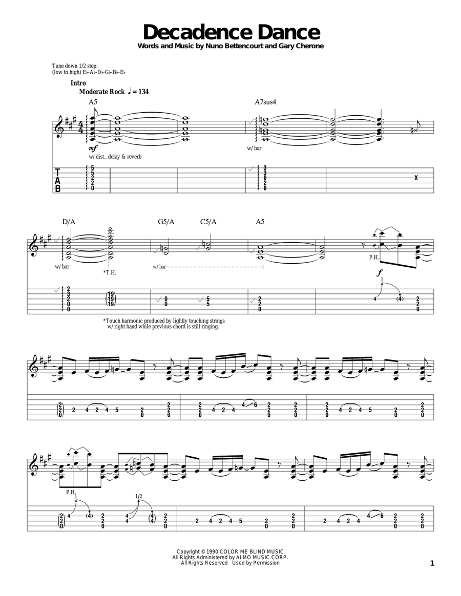 Decadence Dance Acoustic Guitar scores gallery preview page 1