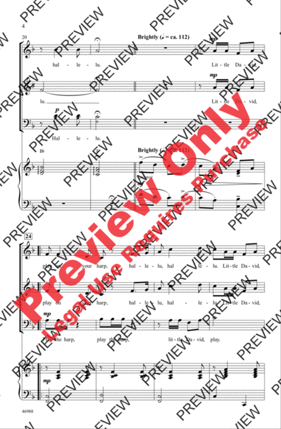 Little David, Play on Your Harp 3-Part scores gallery preview page 4