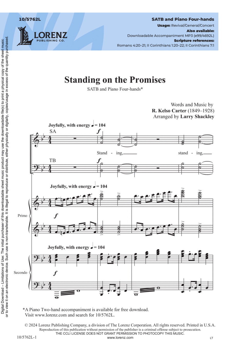 Standing on the Promises Standing on the Promises 4-Part scores gallery preview page 1