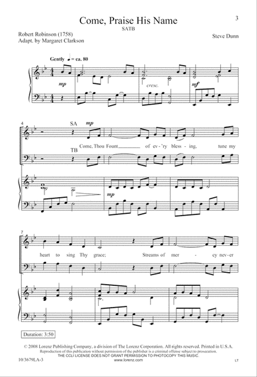 Come, Praise His Name 4-Part scores gallery preview page 4