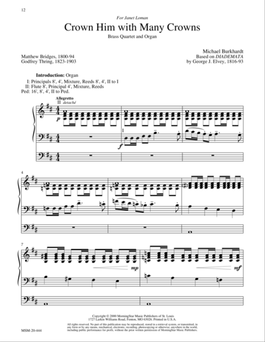 Crown Him with Many Crowns (Diademata) 4-Part scores gallery preview page 1