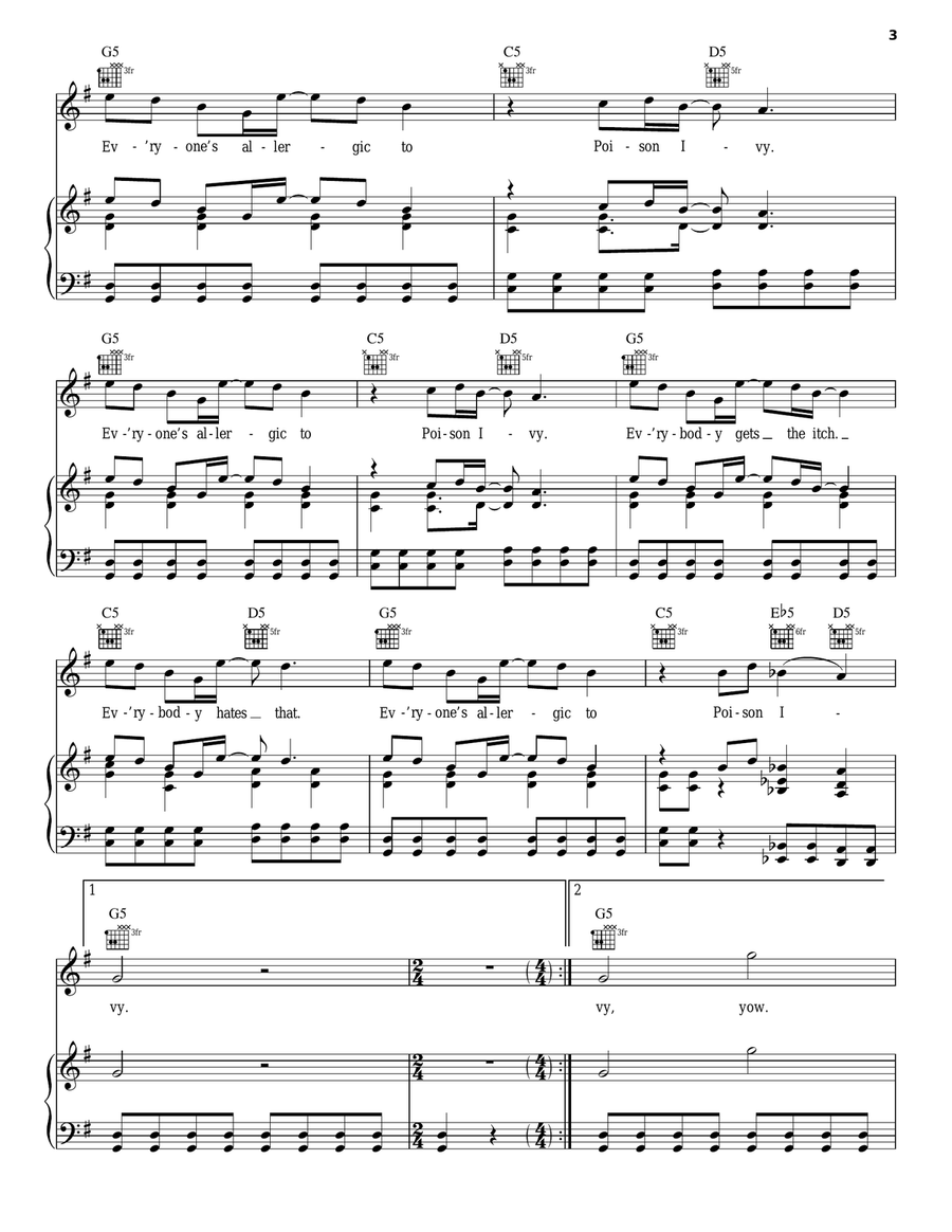 Poison Ivy Poison Ivy Piano, Vocal, Guitar scores gallery preview page 3