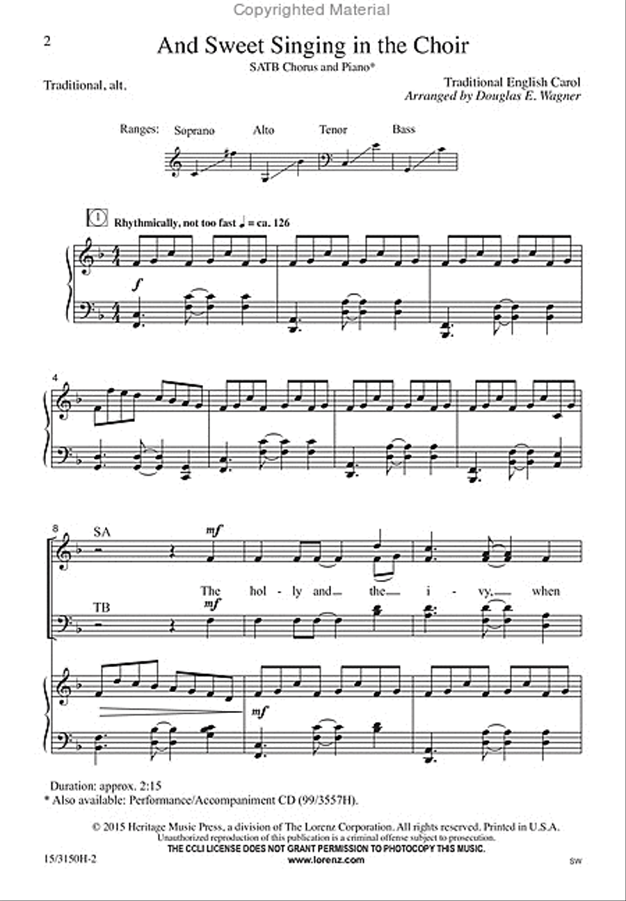 And Sweet Singing in the Choir 4-Part scores gallery preview page 2