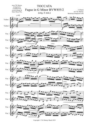 Bach - Toccata - Fugue in E Minor BWV855 - 2 Violins, Violin Duo