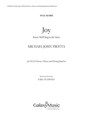 Book cover for Joy from I Will Sing to the Stars (Downloadable Full Score)
