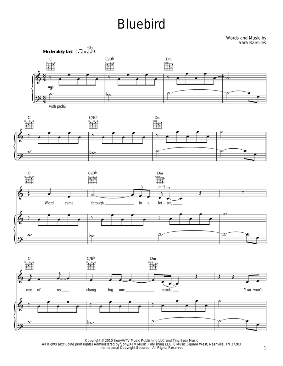 Bluebird Bluebird Piano, Vocal, Guitar scores gallery preview page 1