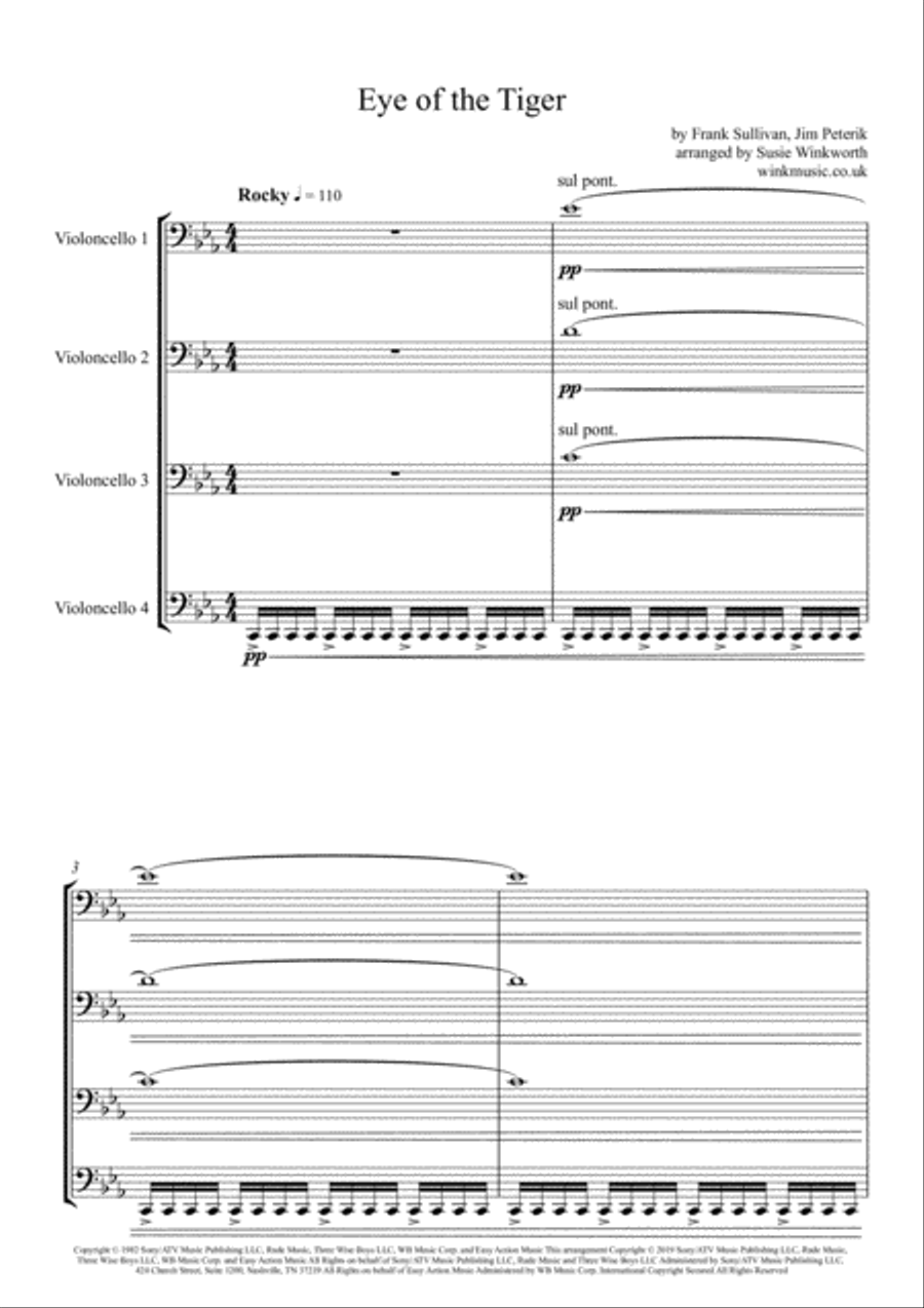 Eye Of The Tiger String Quartet scores gallery preview page 3