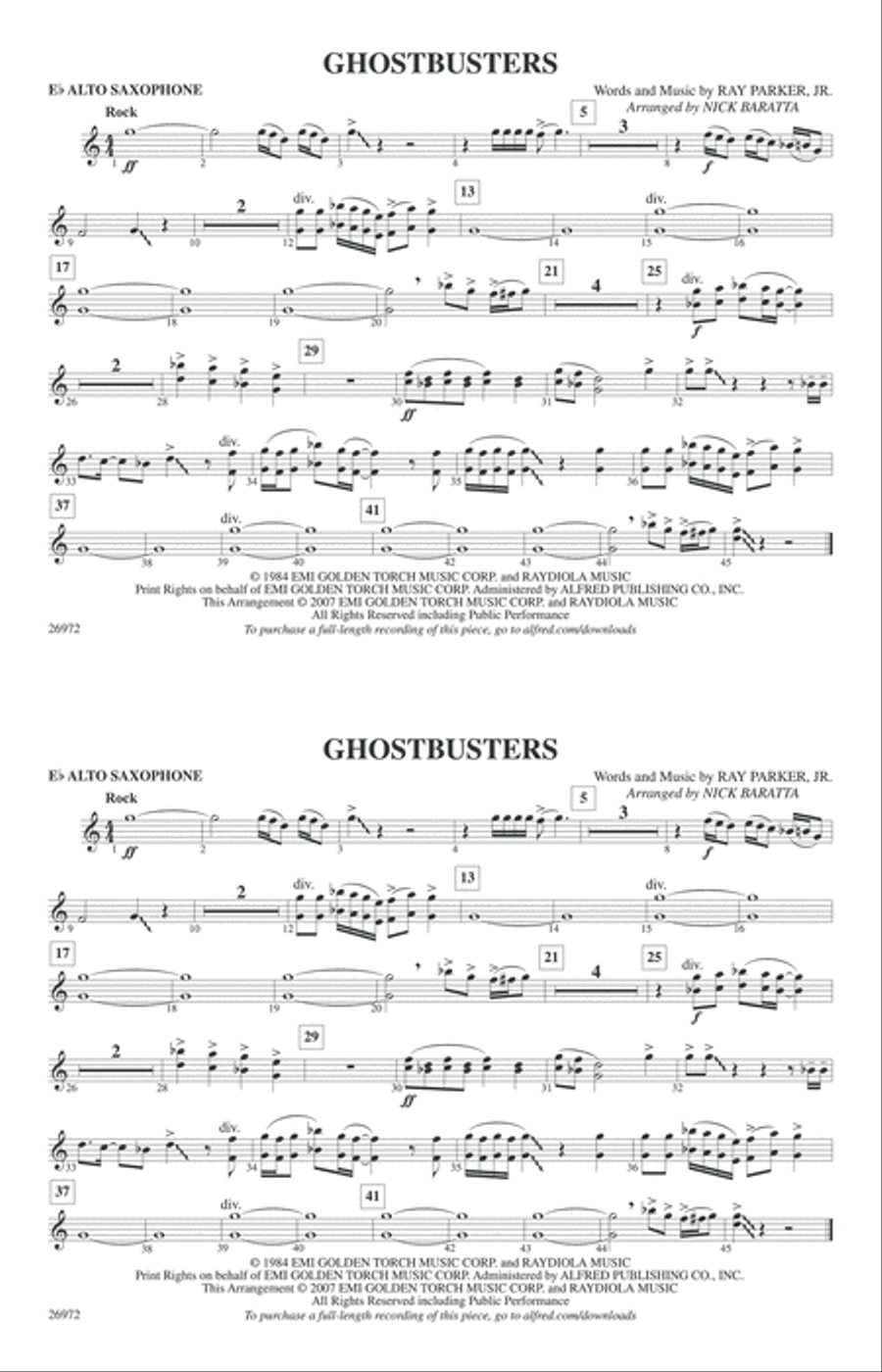 Ghostbusters: E-flat Alto Saxophone Marching Band scores gallery preview page 1