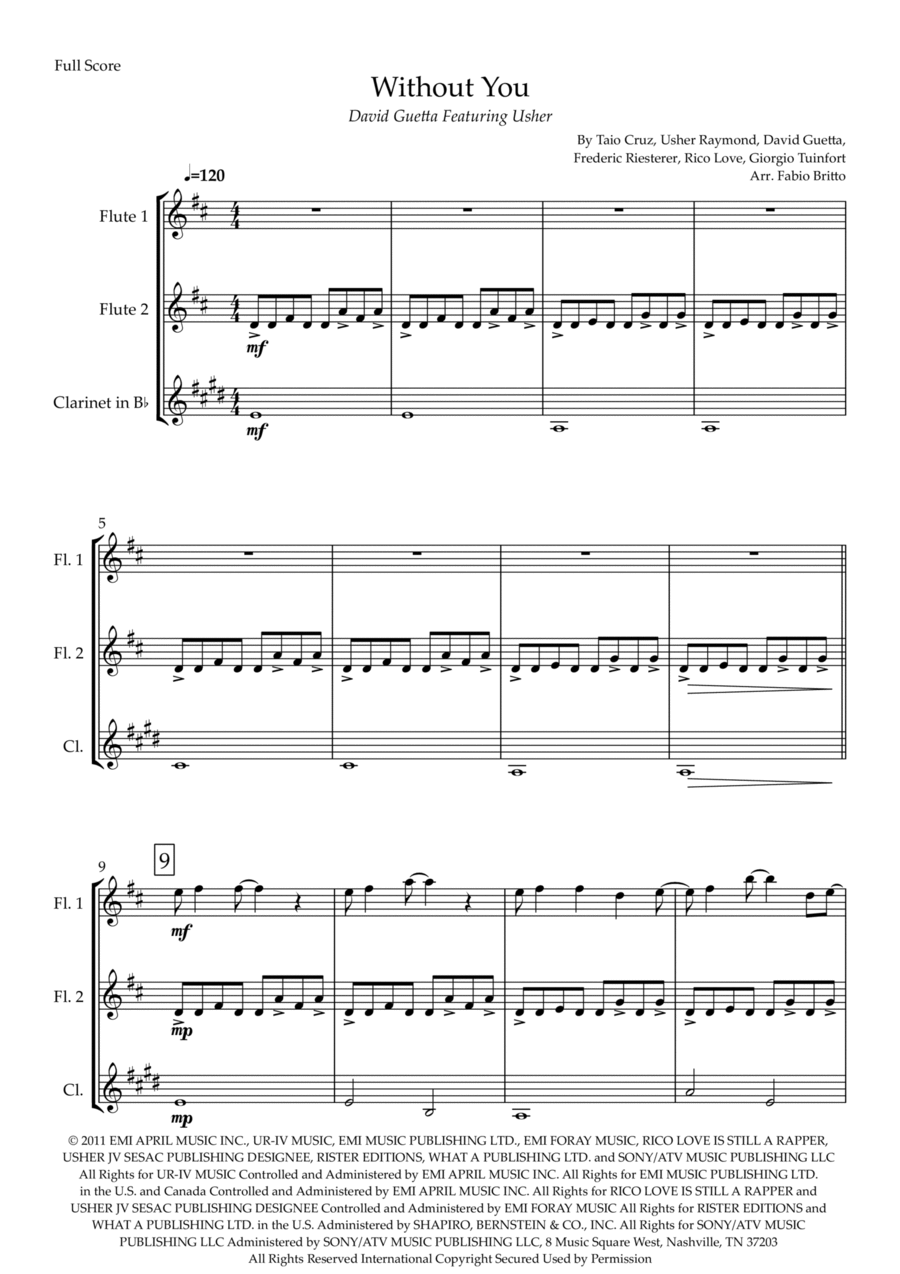 Without You Woodwind Trio scores gallery preview page 1