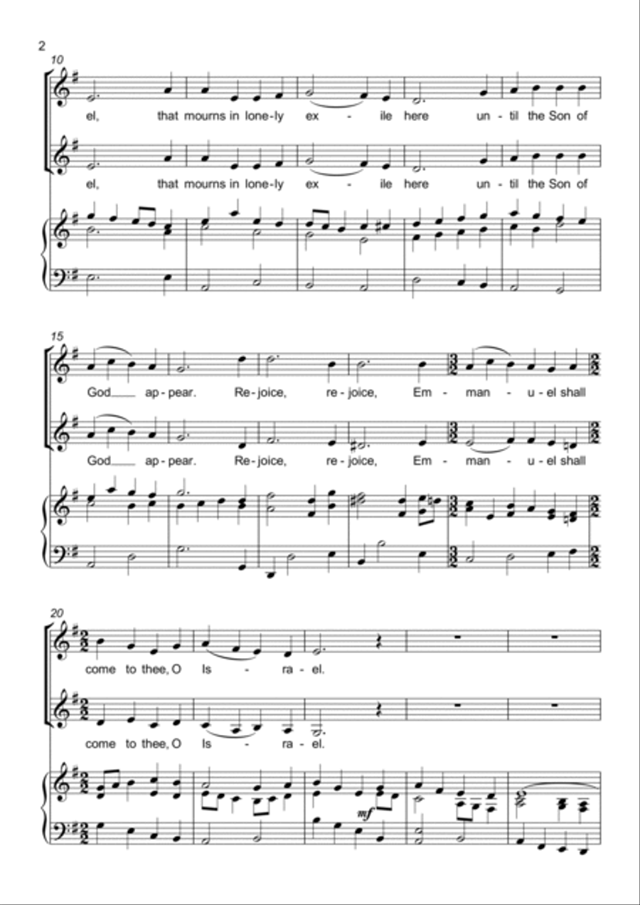 O Come, O Come, Emmanuel - Two part choir - SA - Upper voices SA scores gallery preview page 2