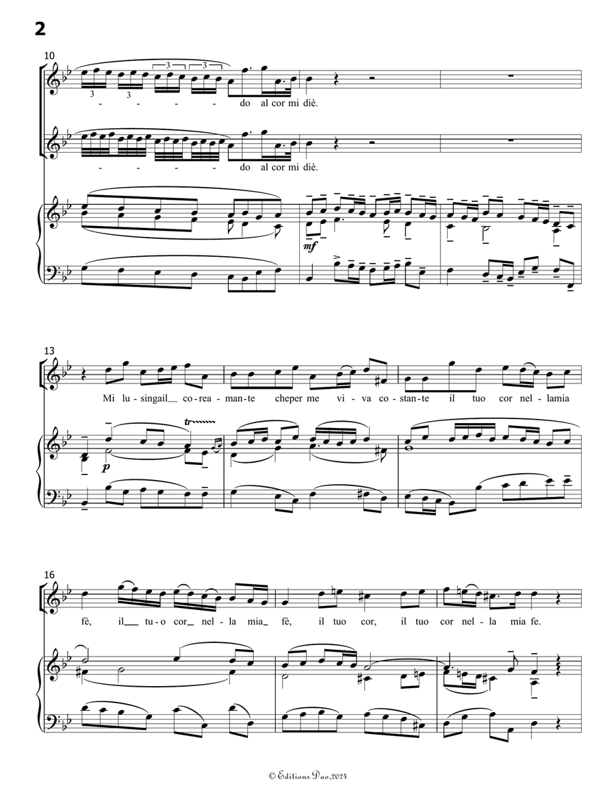 Ardo o cara a quella face, by Bassani, in B flat Major Voice scores gallery preview page 4
