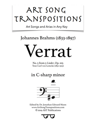 BRAHMS: Verrat, Op. 105 no. 5 (transposed to C-sharp minor, bass clef)