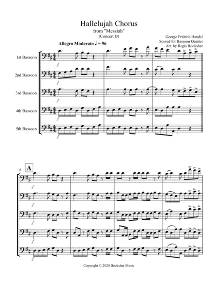 Hallelujah (from "Messiah") (D) (Bassoon Quintet)