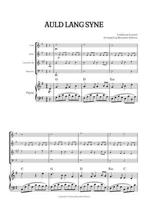 Auld Lang Syne • New Year's Anthem | Woodwind Quartet & Piano Accompaniment sheet music with chords