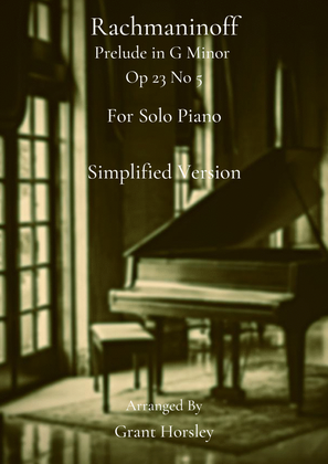 Book cover for "Prelude in G minor" op 23 no 5-Rachmaninoff- Piano solo- simplified version