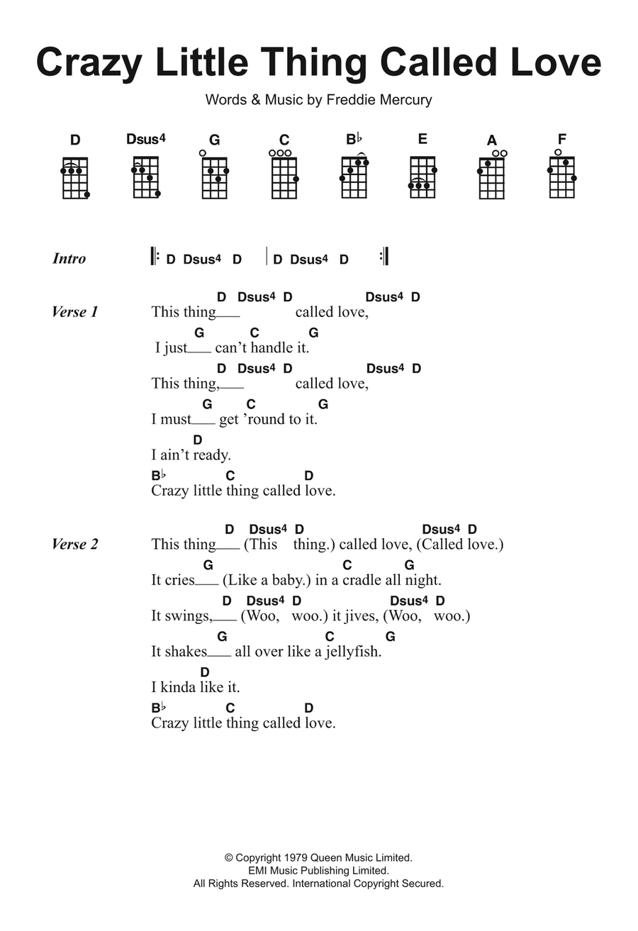 Crazy Little Thing Called Love Ukulele scores gallery preview page 1