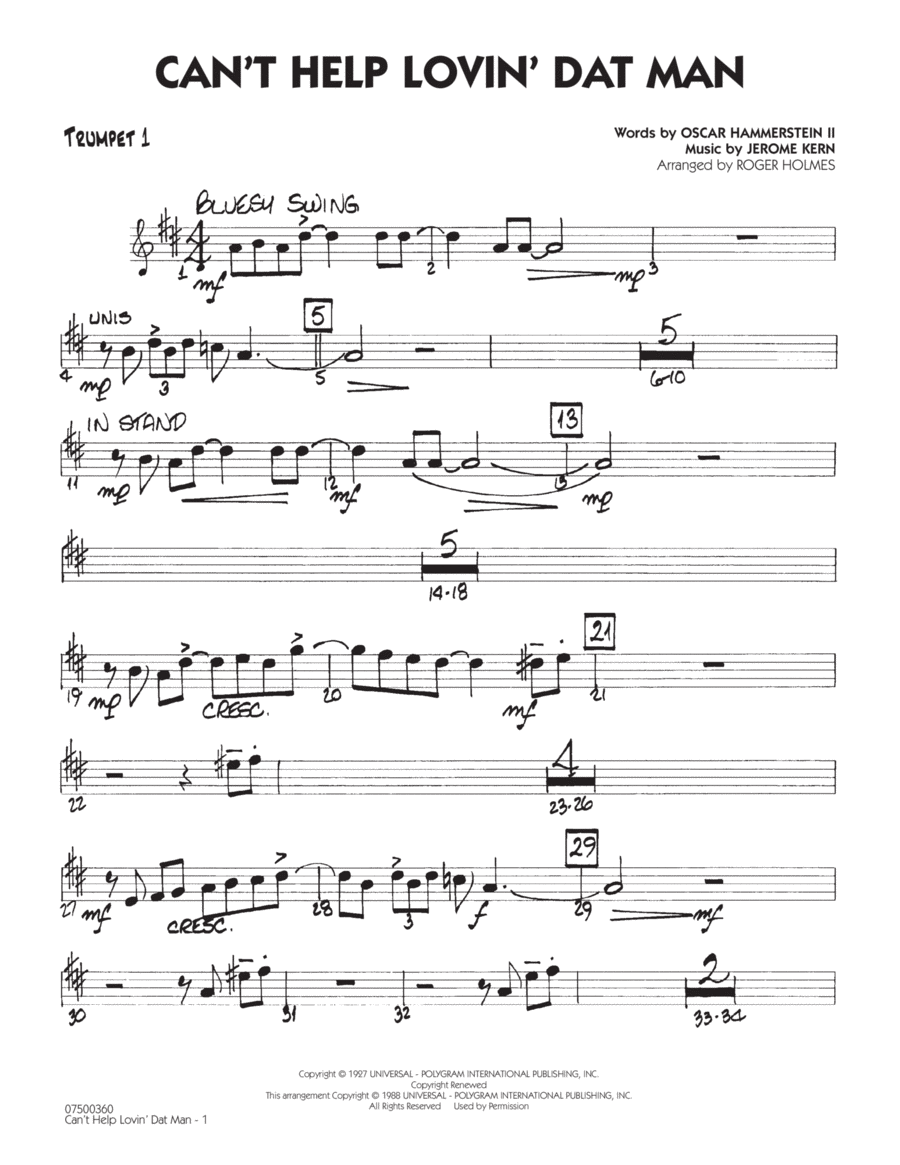 Can't Help Lovin' Dat Man - Trumpet 1 Jazz Ensemble scores gallery preview page 1