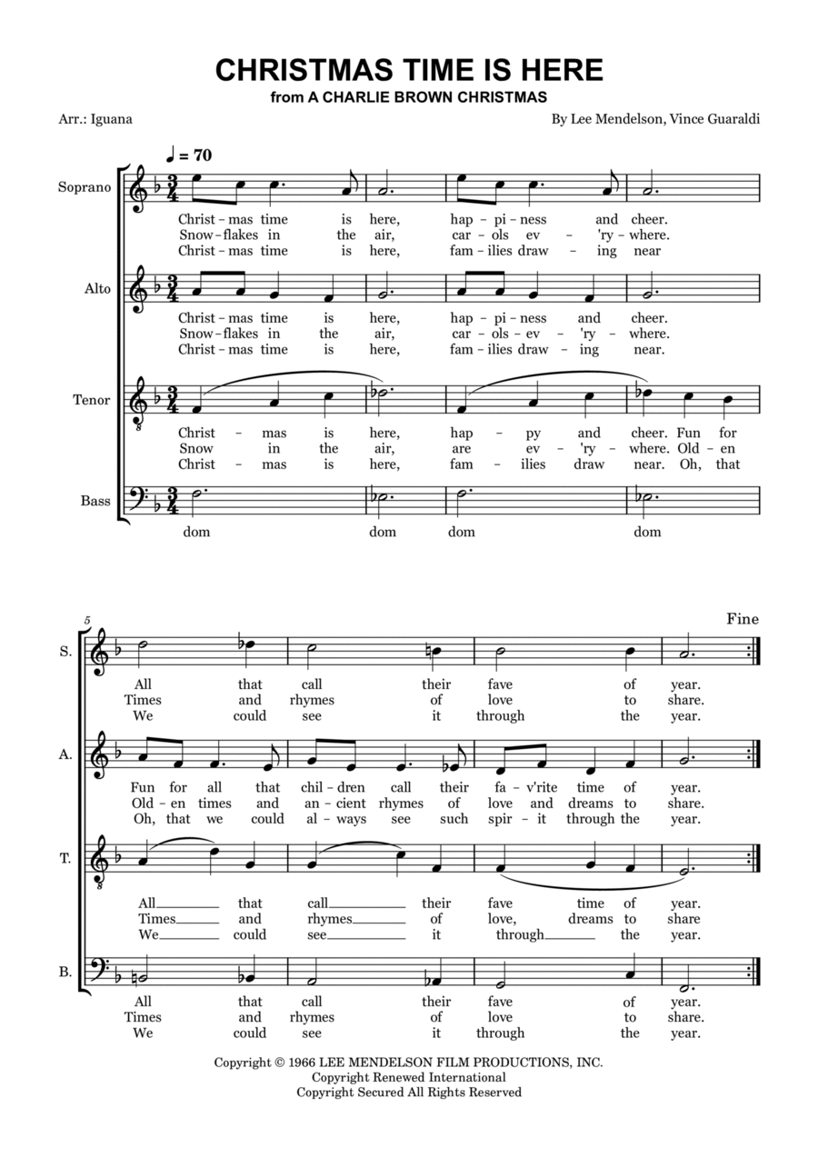 Christmas Time Is Here 4-Part scores gallery preview page 1