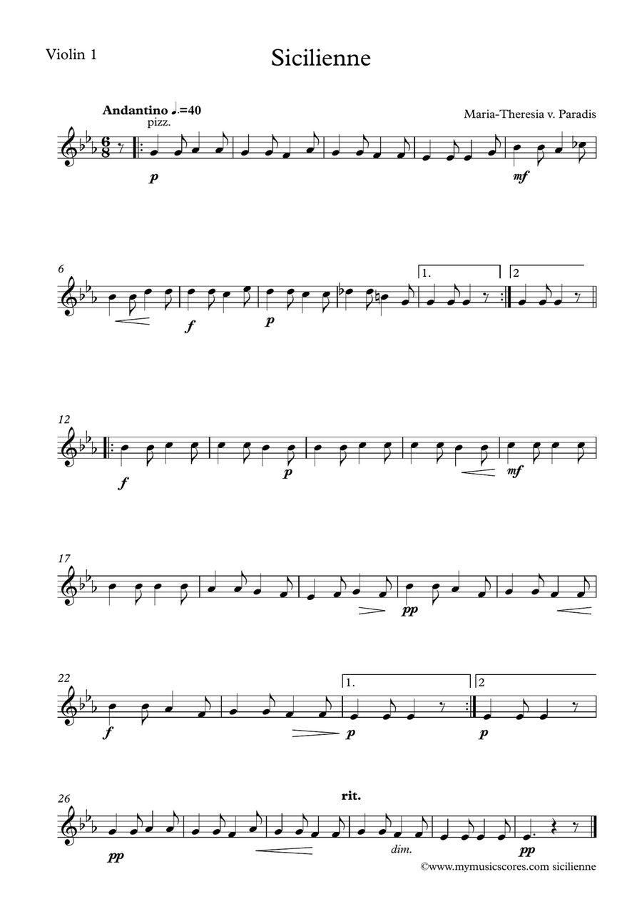 Paradis Sicilienne for Violin and String Orchestra String Orchestra scores gallery preview page 5
