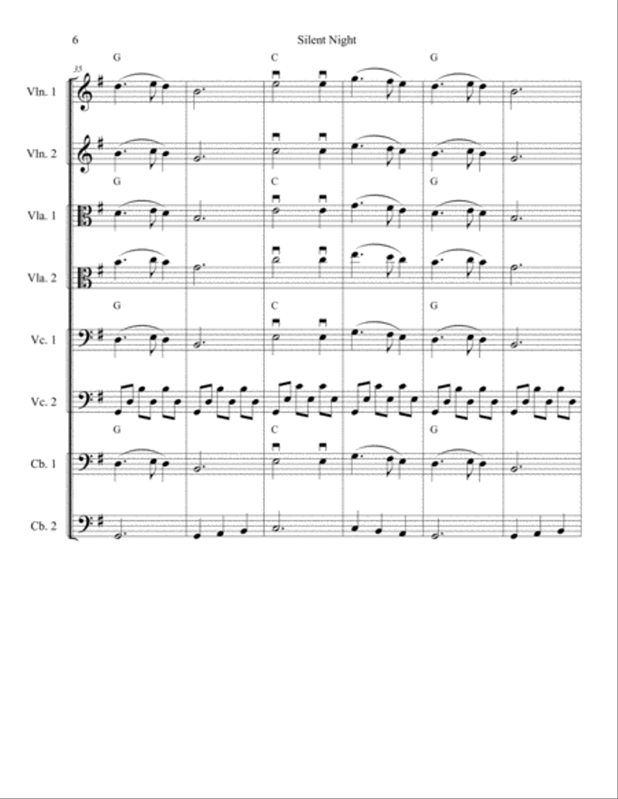 Silent Night for Strings String Orchestra scores gallery preview page 6