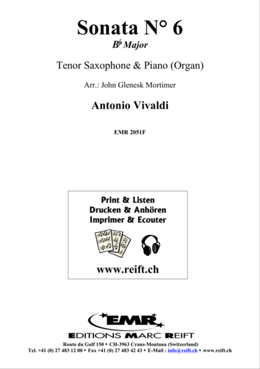 Sonata No. 6 in Bb Major Tenor Saxophone scores gallery preview page 2