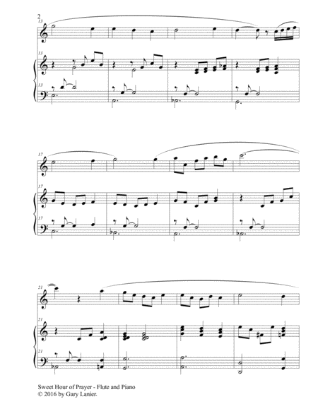 SWEET HOUR OF PRAYER (Duet – Flute & Piano with Score/Part) image number null