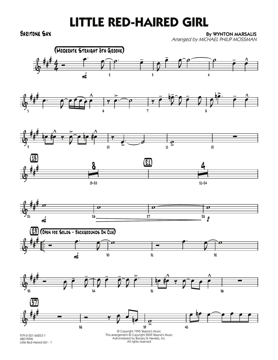 Little Red-Haired Girl - Baritone Sax Jazz Ensemble scores gallery preview page 1