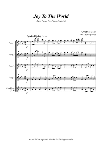 Joy to the World - Jazz Carol for Flute Quartet image number null