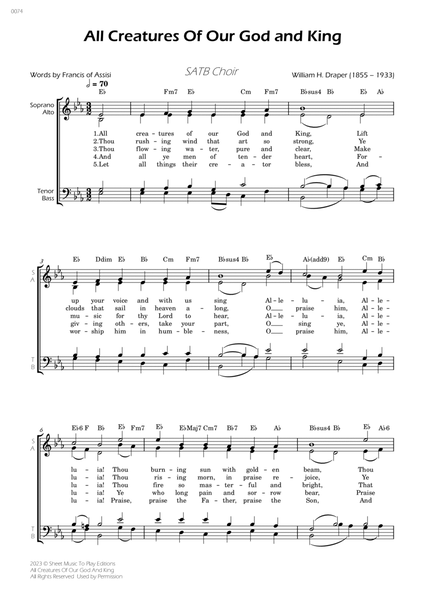 All Creatures Of Our God And King - SATB Choir - W/Chords image number null