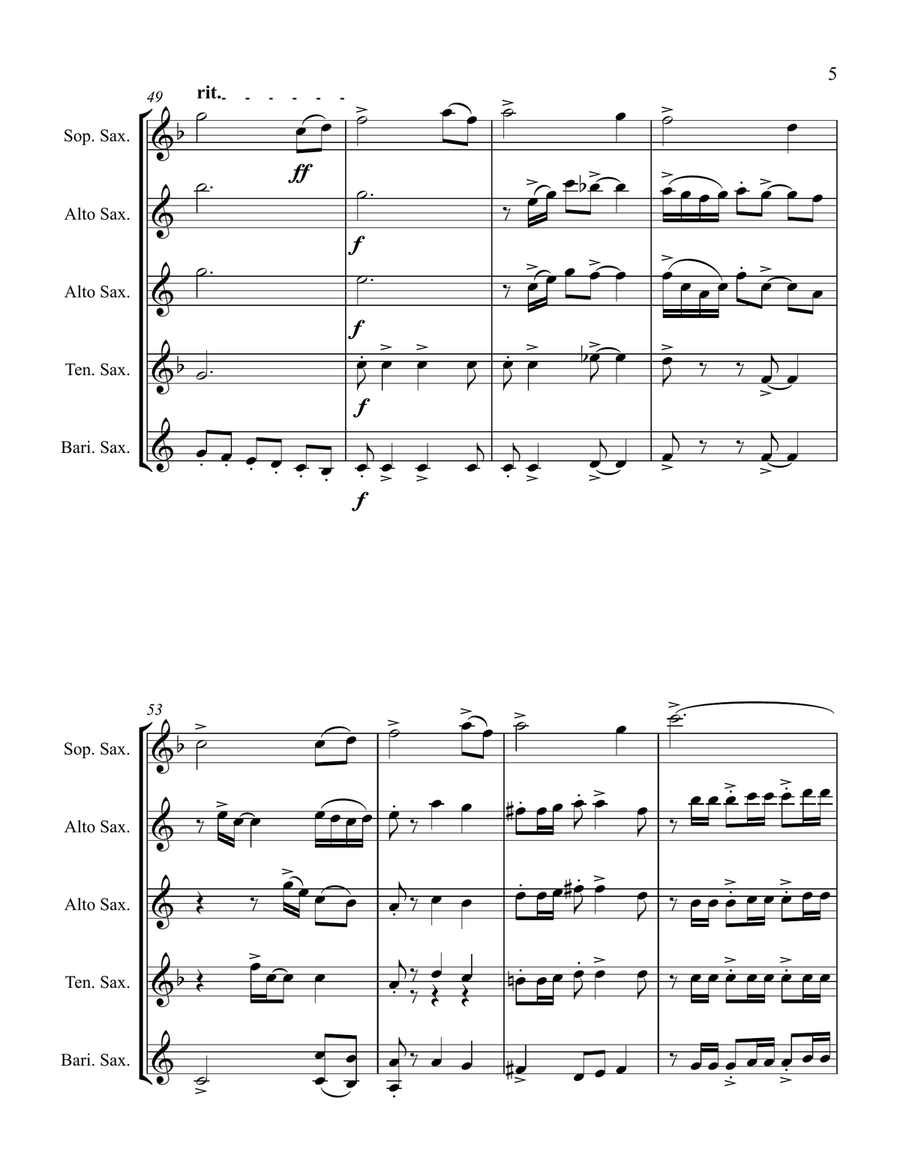 Amazing Grace - for Saxophone Choir Woodwind Quartet scores gallery preview page 6