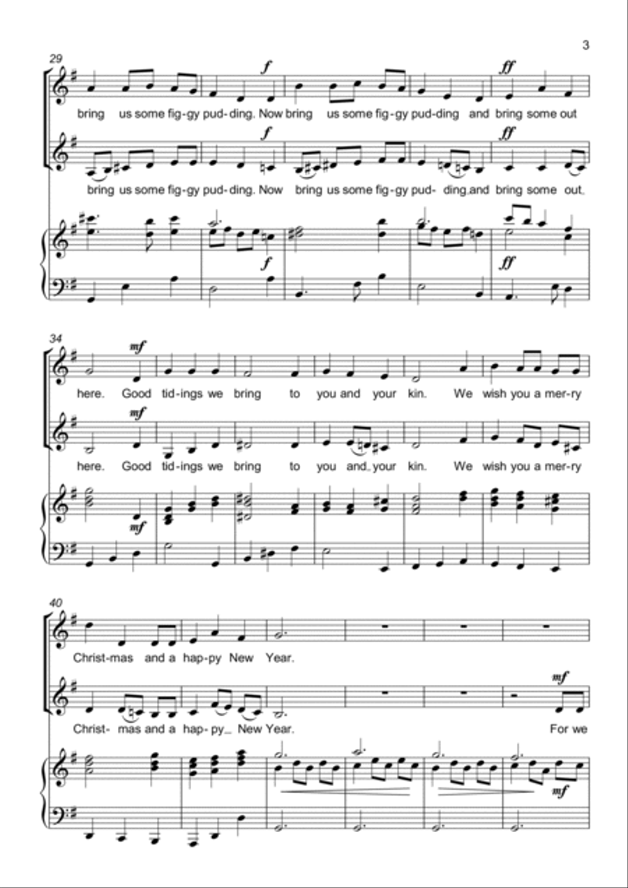 We wish you a Merry Christmas - Two part Choir - SA - Upper Voices SA scores gallery preview page 3