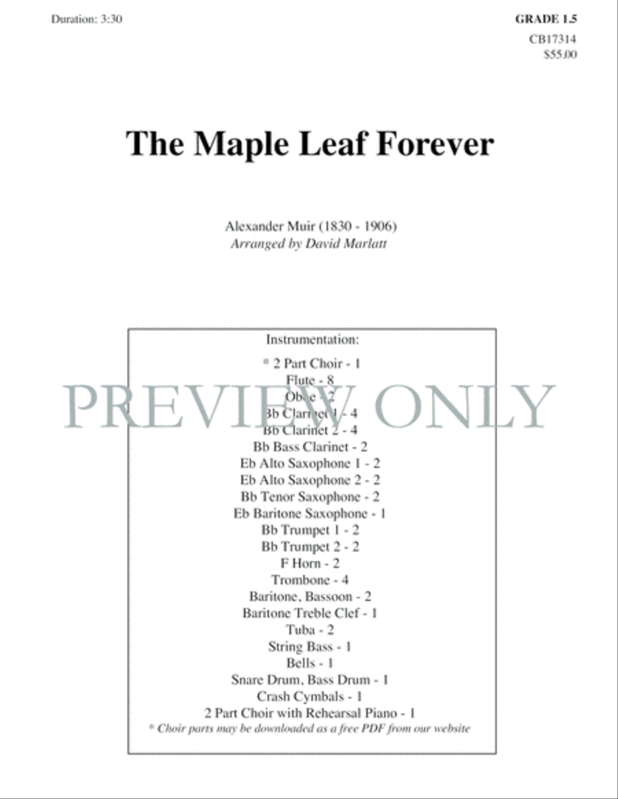 The Maple Leaf Forever Concert Band scores gallery preview page 2