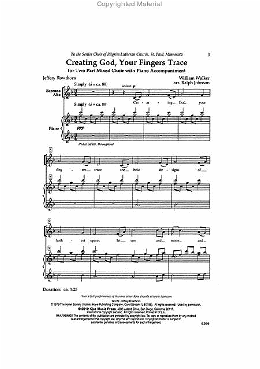 Creating God, Your Fingers Trace 2-Part scores gallery preview page 2
