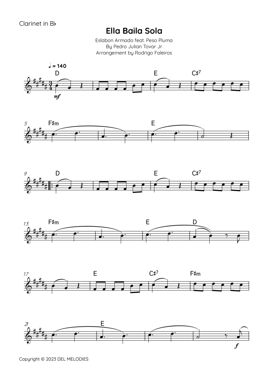 Ella Baila Sola B-Flat Clarinet scores gallery preview page 1