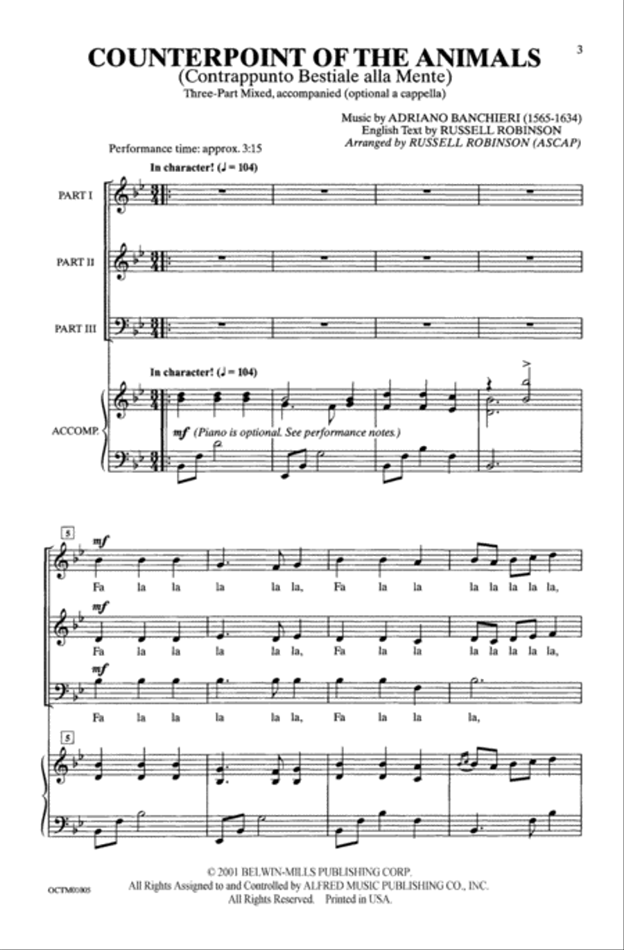 Counterpoint of the Animals Choir scores gallery preview page 1