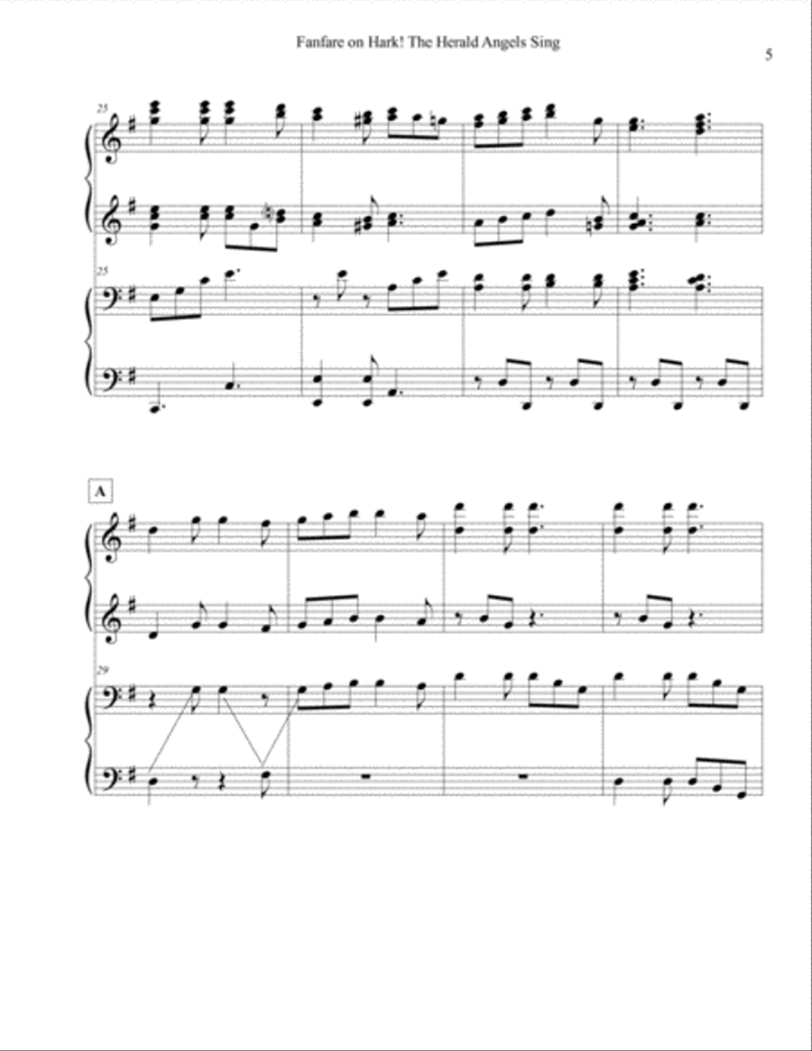 Fanfare on Hark! The Herald Angels Sing Piano scores gallery preview page 5