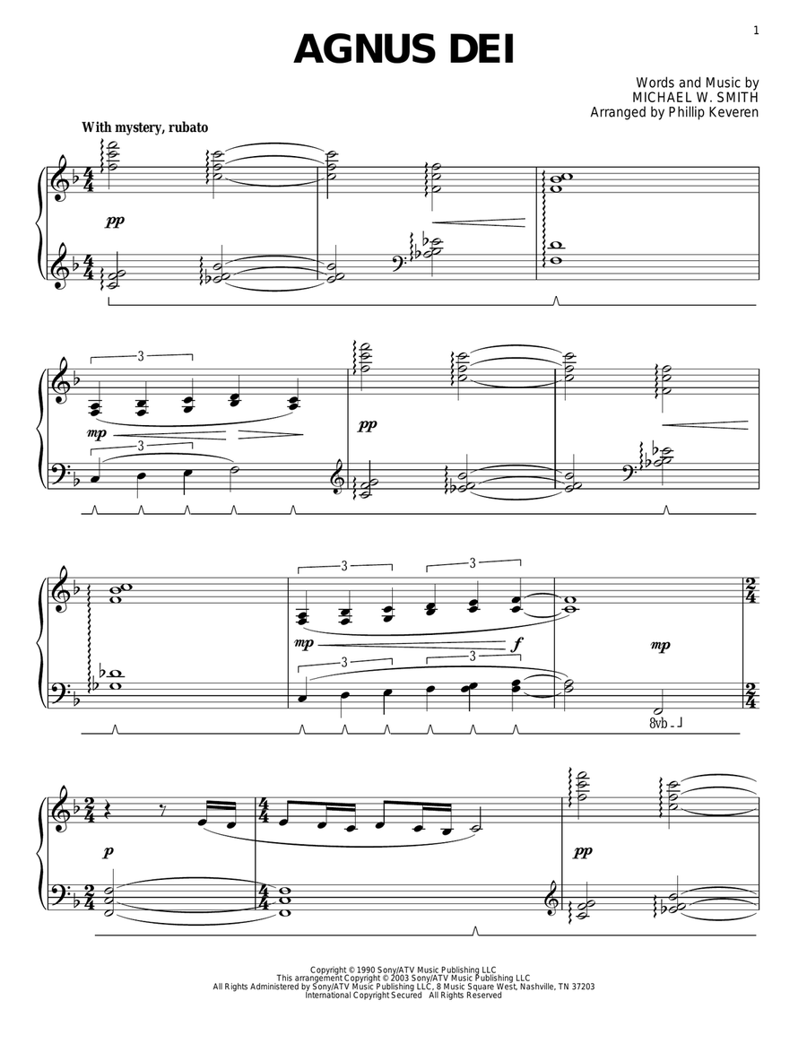 Agnus Dei (arr. Phillip Keveren) Piano Solo scores gallery preview page 1