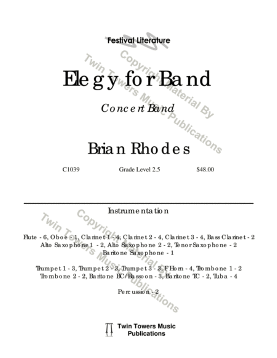 Elegy Elegy Concert Band scores gallery preview page 2