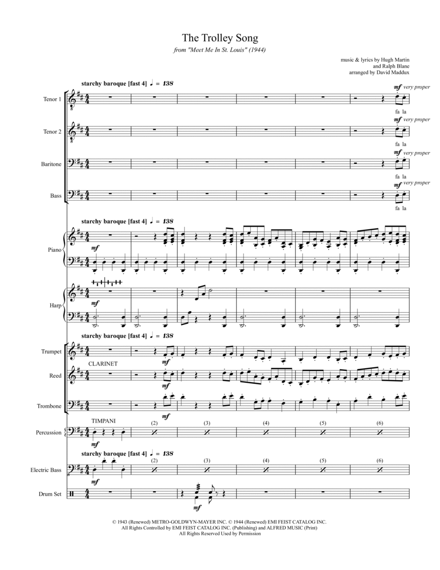The Trolley Song Small Ensemble scores gallery preview page 1